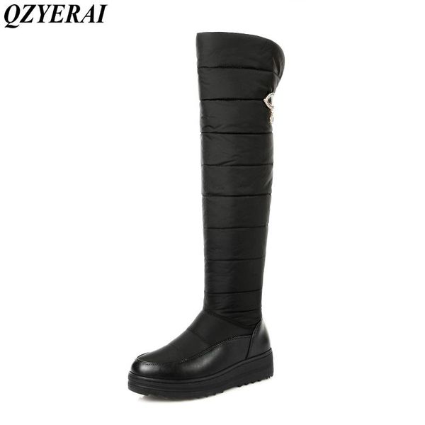 

qzyerai new arrival winter warm way thigh snow boots casual fashion waterproof female boots winter is very warm, Black