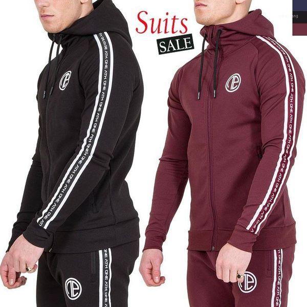 

track suits men set zipper hoodie pants sweat suits gyms casual sporting workout tracksuits1, Gray