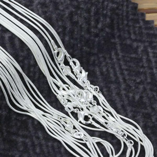 

wholesale lots 5pcs/lot silver snake chains,1mm 925 jewelry silver plated snake chain necklaces for women 16"-30