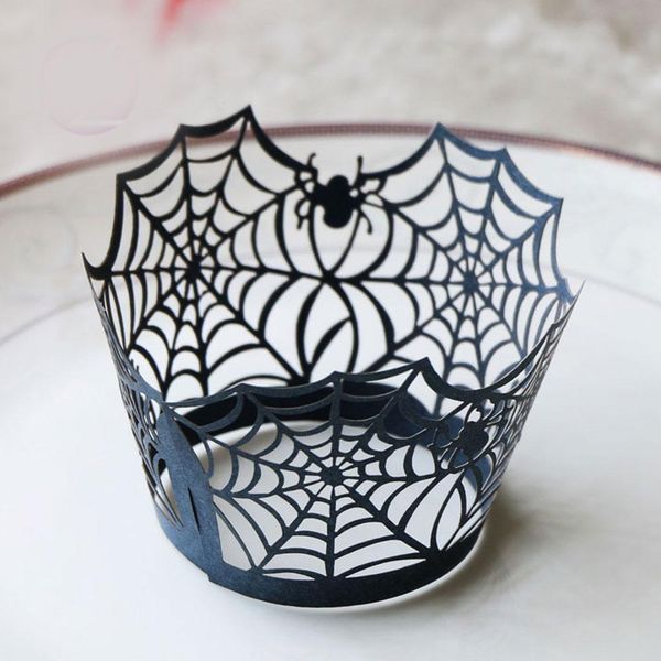 

установить полые бумажные стаканчики черный паук веб-тыква замка бумаги торт чашки для хэллоуин вечеринка декоратины поставляет asd123 wmtso