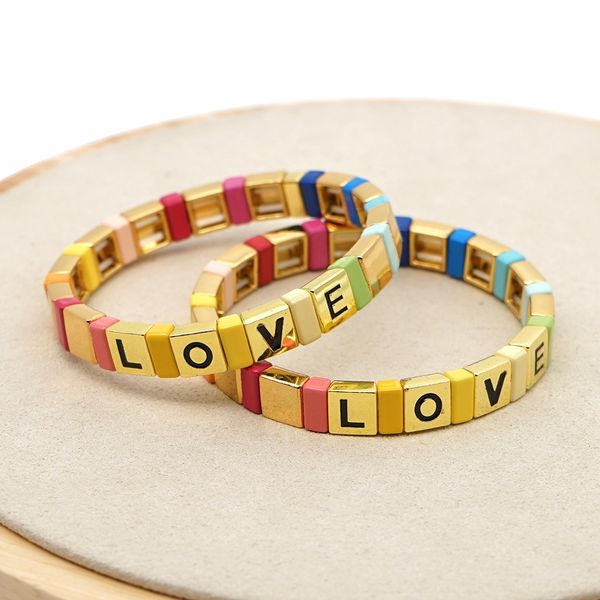 

7ccuu 20 baking zinc paint new alloy love men women bracelet bracelet couple's first jewelry ins net and po5aq, Golden;silver