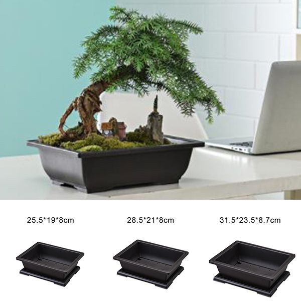 Flor Pote Imitação Varanda Plástica Retângulo Bonsai Bacia Bacia Berçário Plantador De Flores Sementes De Flowerpot Corte Transplantes Y200723