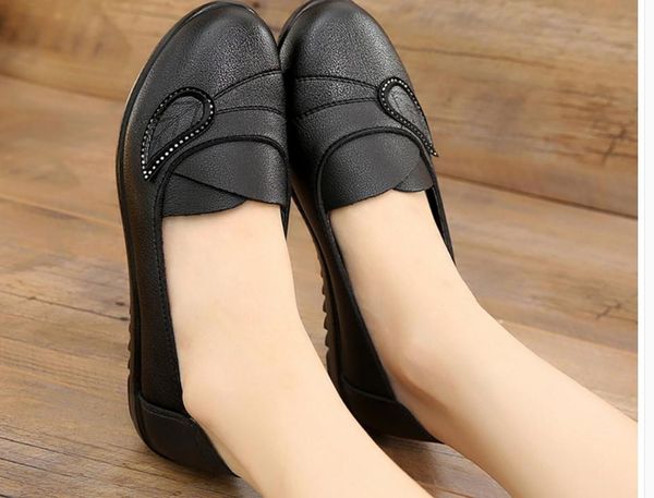 

2021 women's shoes in spring and autumn new style flat bottom round head anti-skid of soft shoes@qq690690 hbqi, Black