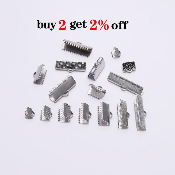 

30pcs stainless steel crimp end bead buckle tip clasp cord flat cover clasps diy necklace bracelet connectors for jewelry making h jllkpn, Silver