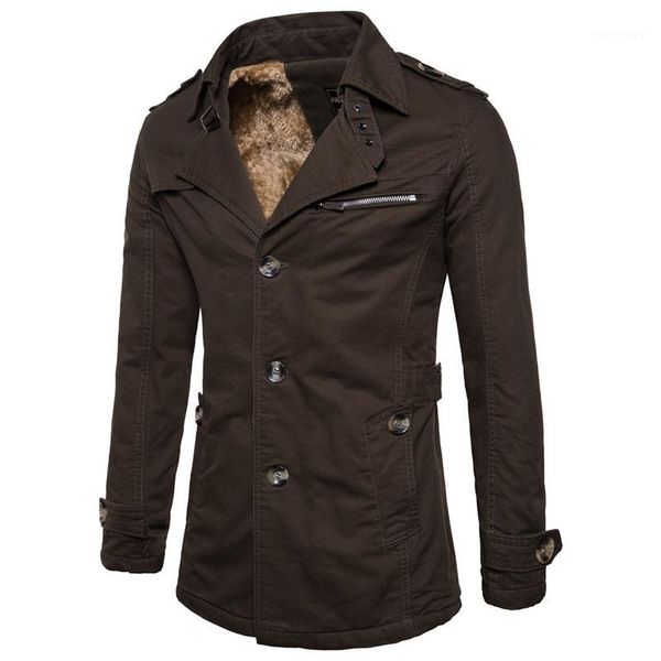 

long jacket men 2018 autumn winter thickened lapel patch men's trenchcoat masculina windbreaker outwear cotton fabric1, Tan;black