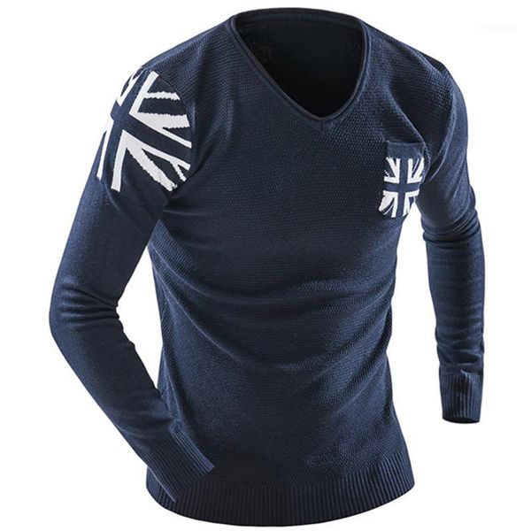

new 2020 men's fashion print sweater men pullover leisure slim v-neck long sleeve solid sweater male clothes s-xxl1, White;black