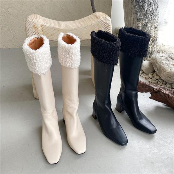 

2021 winter women soft pu knee high riding boots shoes in black color