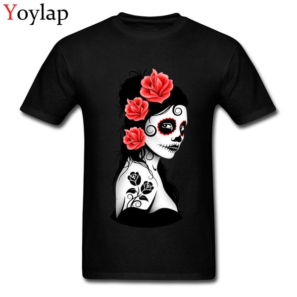 

red day of the dead skull & tees wholesale o neck party short sleeve fabric youth clothing sport hooded sweatshirt hoodie men t shirt