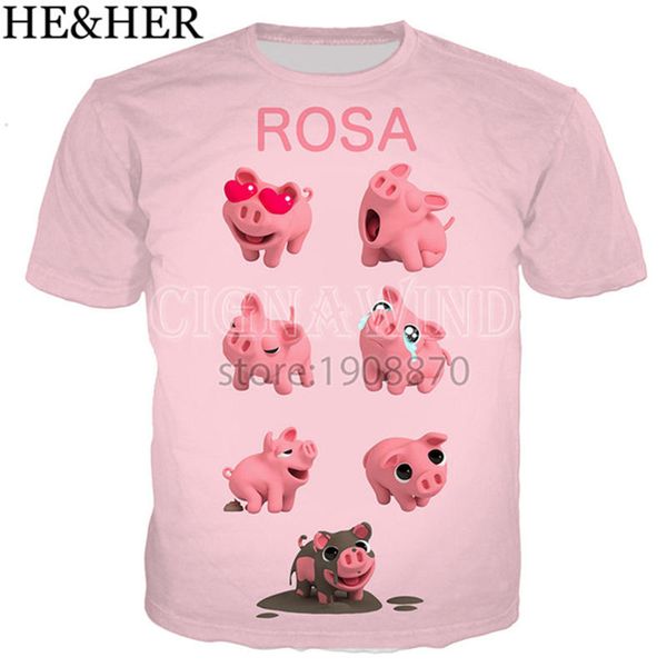 

new arrive popular rosa the pig kawaii novelty 3d print shirts hippie graphic graphic men clothing