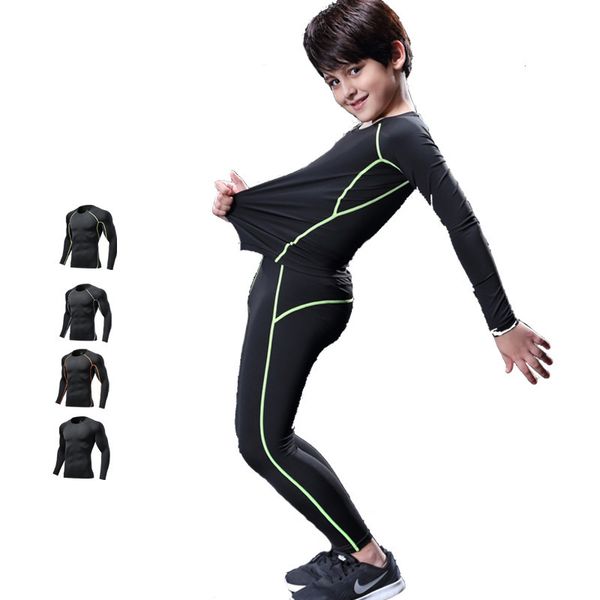 

children's tights training basketball football winter bottoming autumn pants fitness high elastic long sleeve sports quick dry suit for, Gray