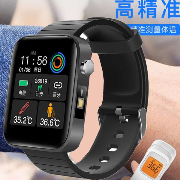 

new smart bracelet t68 temperature detection heart rate prsure blood oxygen monitoring waterproof weather sports watch meter s