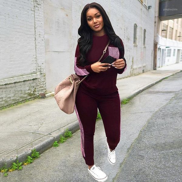 

new fashion patchwork tracksuits women two piece set spring street t-shirt and jogger set suits casual 2pcs outfits1, Gray