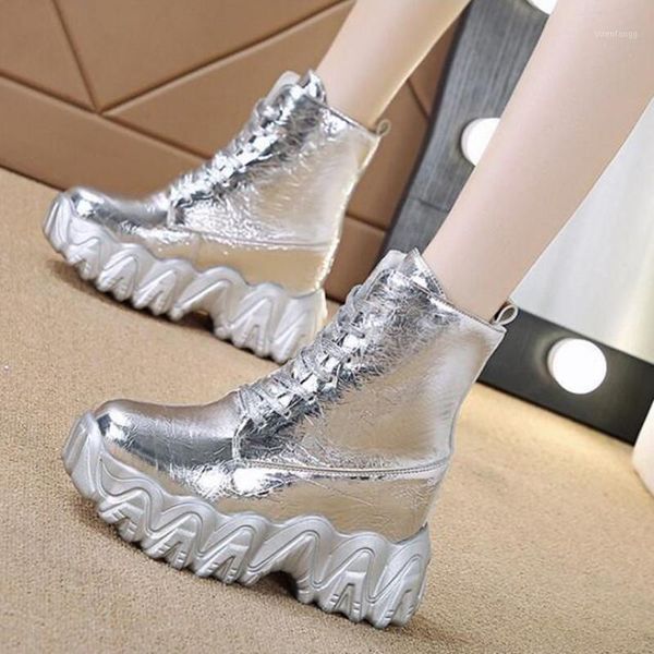 

high platform ankle boots women thick sole shoe sneakers waterproof women boots booties female lace-up1, Black