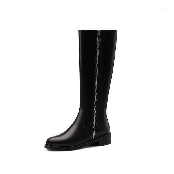 

genuine leather quality knee high boots women shoes woman knee winter boots comfortable warm long1, Black