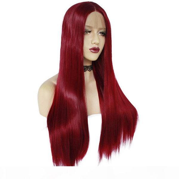 

new selling wig women in europe and the united states before lace wig hair with burgundy long straight hair, Black