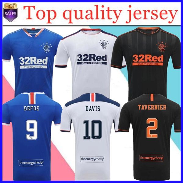 

глазго рейнджерс фк третий выезд футбол джетки 2020 2021 дефо гаги морелос таверние рейнджерс белый футбол рубашки maillot de foot, Black;yellow