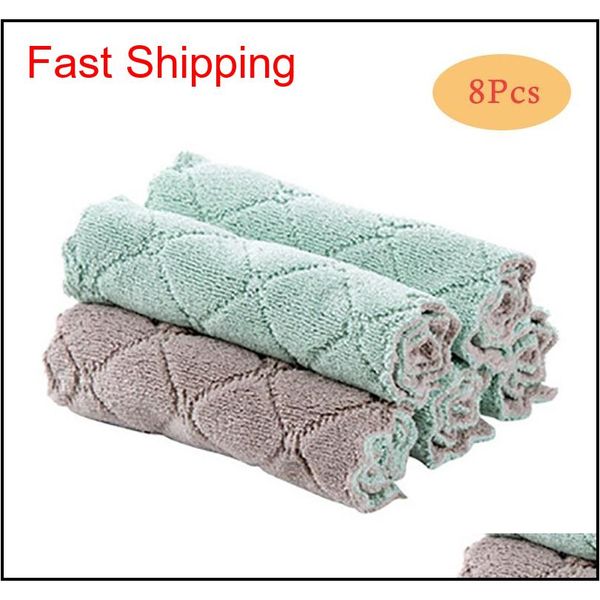

8pcs microfiber kitchen dish cloth absorbent towel non-stick oil washing cloth rag for household tableware c qyloms packing2010