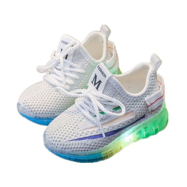 

2020 new children luminous shoes boys girls sport running shoes baby flashing lights sneakers toddler little kids led sneakers wmtphf, Black