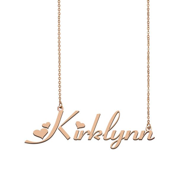 

kirklynn name necklace custom nameplate pendant for women girls birthday gift kids friends jewelry 18k gold plated stainless steel, Silver