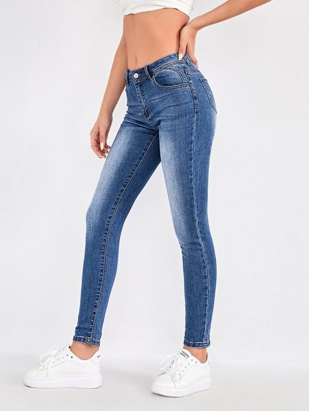 

mid wash skinny jeans f8fa#, Blue