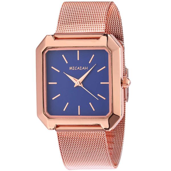 

michelia square waterproof mesh wrist fashion watch neutral quartz movement women's watch, Slivery;brown