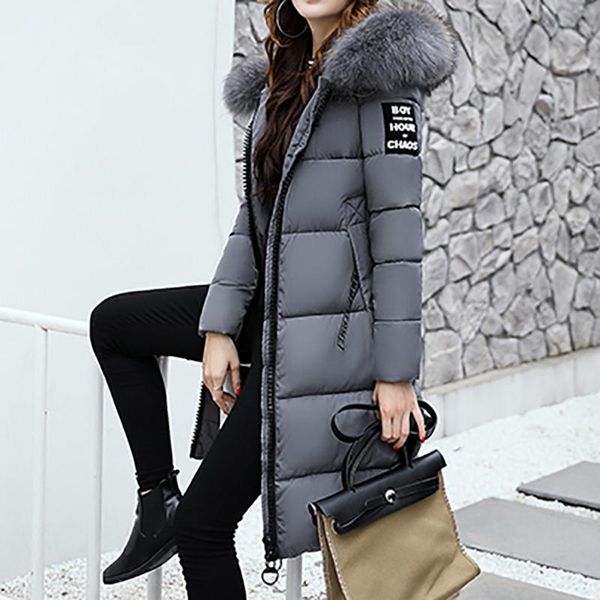 

jaycosin 2021 new style trendy coat women winter jacket cotton padded warm maxi puffer coat ladies long coats parka femme jacket, Black