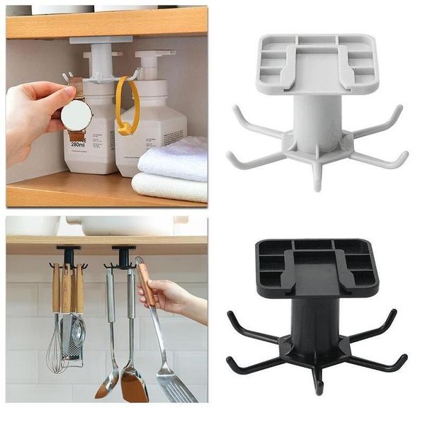 

6 claw rotating storage hook cabinet storage rack wall mounted bath kitchen hooks multi-purpose 360 degree rotating stor jllioj