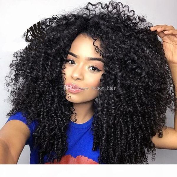 

brazilian afro kinky curly lace front wigs with baby hair curly full lace human hair wig for black women, Black;brown
