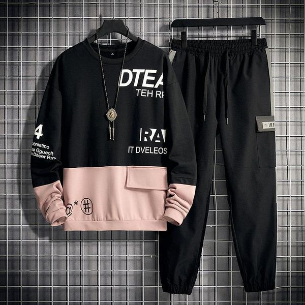 

2021 spring autumn tracksuits set thick hoodies + pants suit fleece sweatshirt sportswear set casual men's jogging, Gray