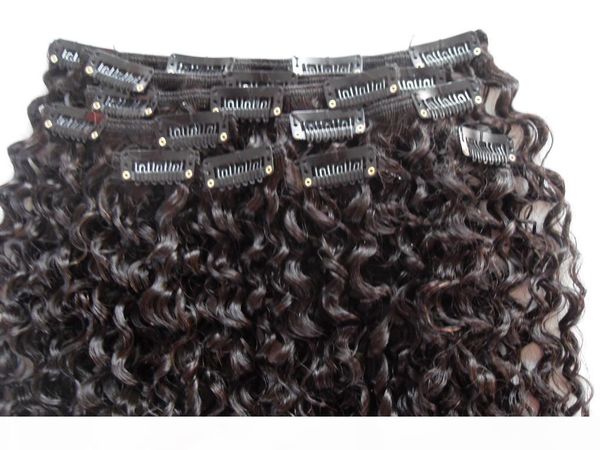 

mongolian human virgin jerry curly hair weft clip in hair extensions unprocessed curly natural black color human extensions can be dyed, Black;brown