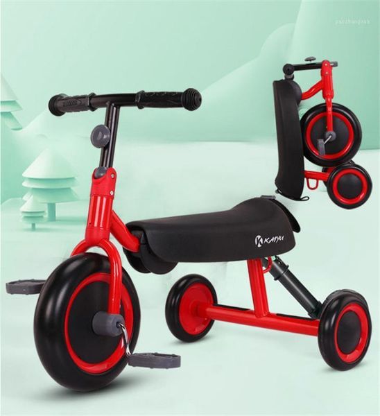 

gift sets children's tricycle portable one-button folding triciclo infantil baby car carbon steel bicycle for kids 2 years scooter toys