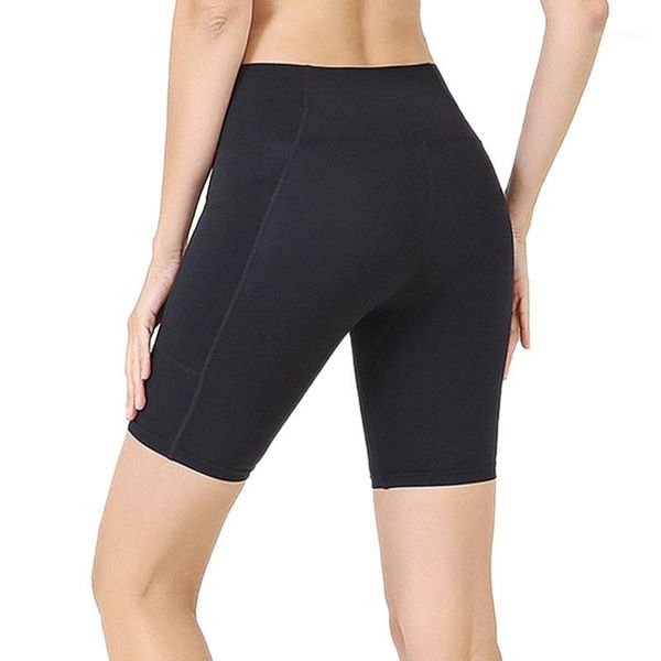 

yoga outfits summer ladies shorts double side pockets sports tights seamless fitness black xl code1, White;red