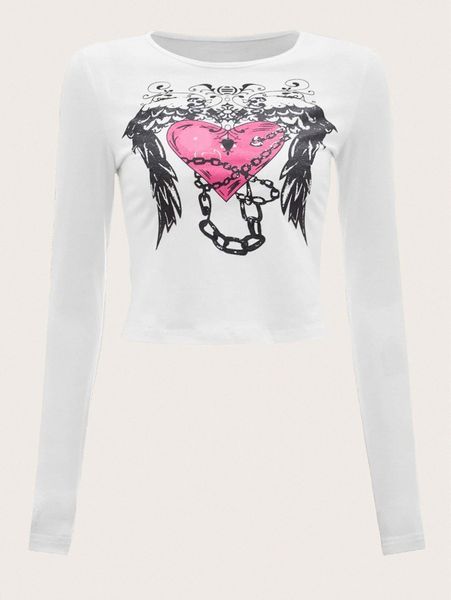 

heart and chain print p4pf#, White