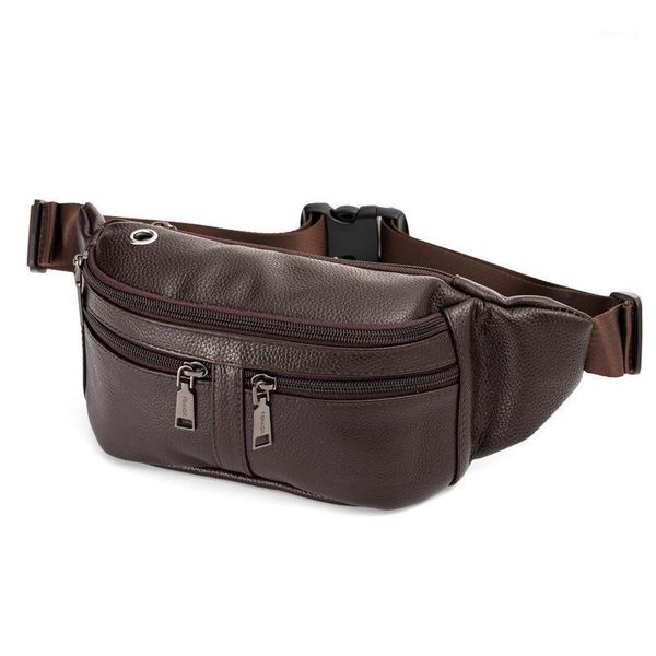 

men's genuine leather waterproof anti-theft waist bag fashion multifunctional large-capacity business waist bag phone pocket1
