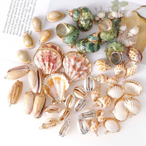 

5pcs natural shell pendant conch shell charms watanabe pendant natural art for diy jewelry necklaces making accessories1