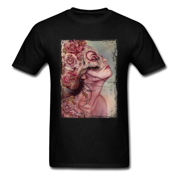 

after death rose beauty print retro vintage black skull art tees mexico style clothes custom sport hooded sweatshirt hoodie men t shirt