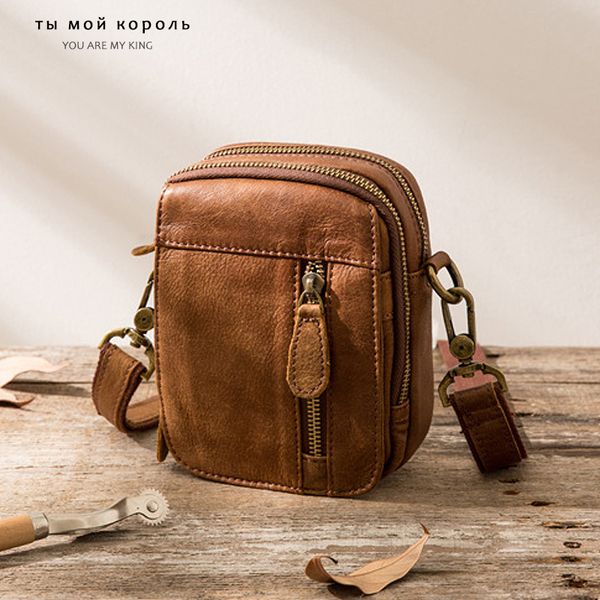 

genuine leather man bag small travel shoulder male crossbody messenger designer mini handbags casual zip soft bags