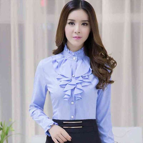 

printing blouses ruffles vintage white shirt women long sleeve spring bottoming shirt professional fitting casual tees