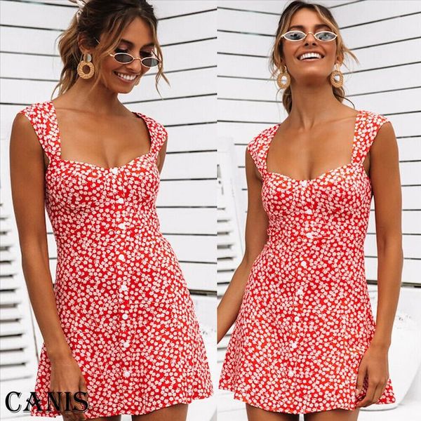 

женские летние повседневные boho короткое мини-платье вечерняя вечеринка пляж без рукавов платья сарафана красный падение, Black;gray