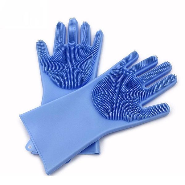 

1pair magic sile cleaning gloves with brushes kitchen household dishwashing gloves for washing dishes rubber spong bbyczw