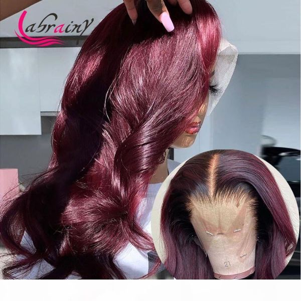 

hd фронта шнурка человеческих волос парики glueless 99j красный boday волна кружева фронтальная парик бургундии pre сорванные с волосами мла, Black;brown