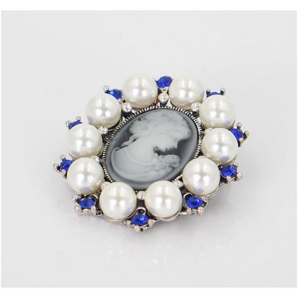

women vintage sparkle rhinestone crystal studded cameo victoria queen head brooch retro cameo suit lapel pins jew sqciqf queen66, Gray