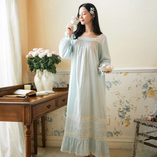 

princess court nightgown 100%cotton vintage royal soft nightdress lace elegant sleepdress lotus leaf sweet home wear women1, Black;red