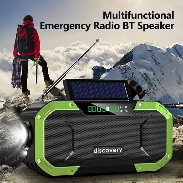 

bt fm/am radio portable ipx6 waterproof hand crank solar multifunction emergency bluetooth speaker support sos1