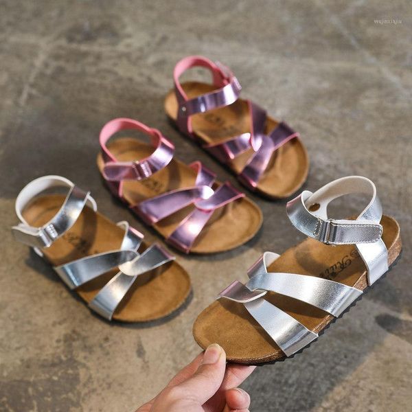 

sandals 2021 summer kids for girls beach shoes children breathable flats pu leather soft casual boys1, Black;red