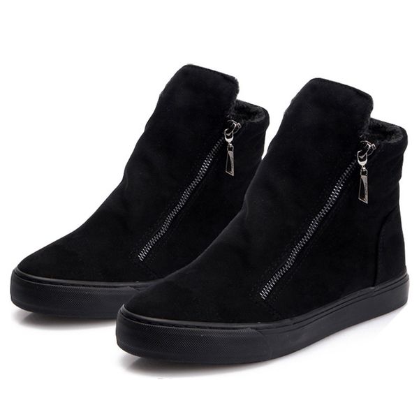 

women boots winter plush warm ankle snow with zippers ladies fur platform shoes comfort thick sold black botas mujer y1221