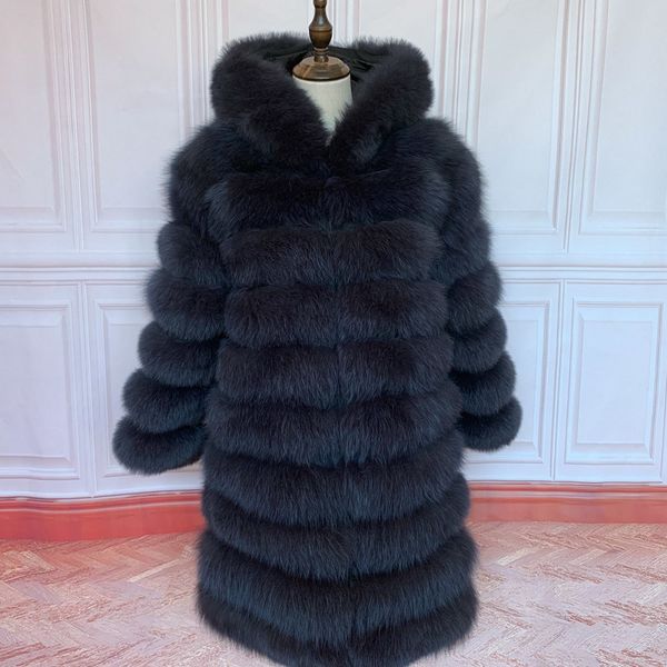

real fox fur coat women natural real fur jackets vest winter outerwear women clothes 201103, Black