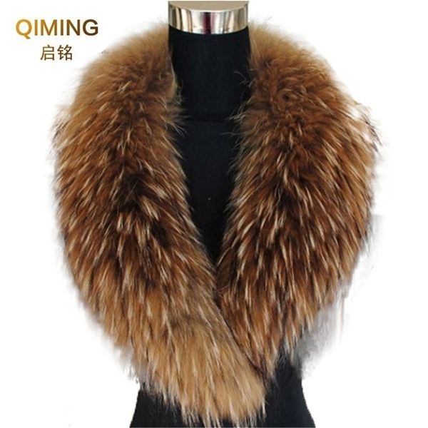 

natural raccoon fox real fur collar winter scarf women big size scarves warp shawl neck warmer stole muffler with multicolor y201024, Blue;gray
