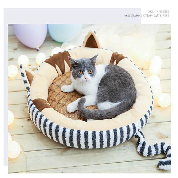 

warm fleece pet dog cat bed dog house nest with mat winter print puppy chihuahua cushion for small medium dogs pet product