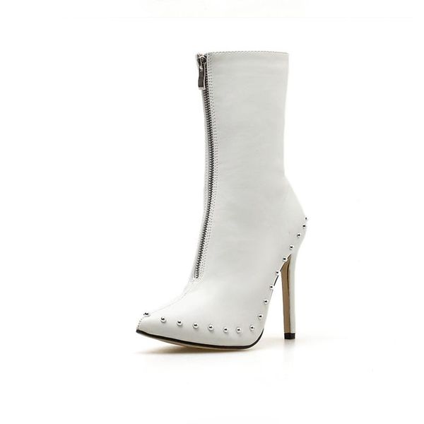 

2020 new large size female boots european and american fashion fad, punk wind zipper super high heel shoes, Black